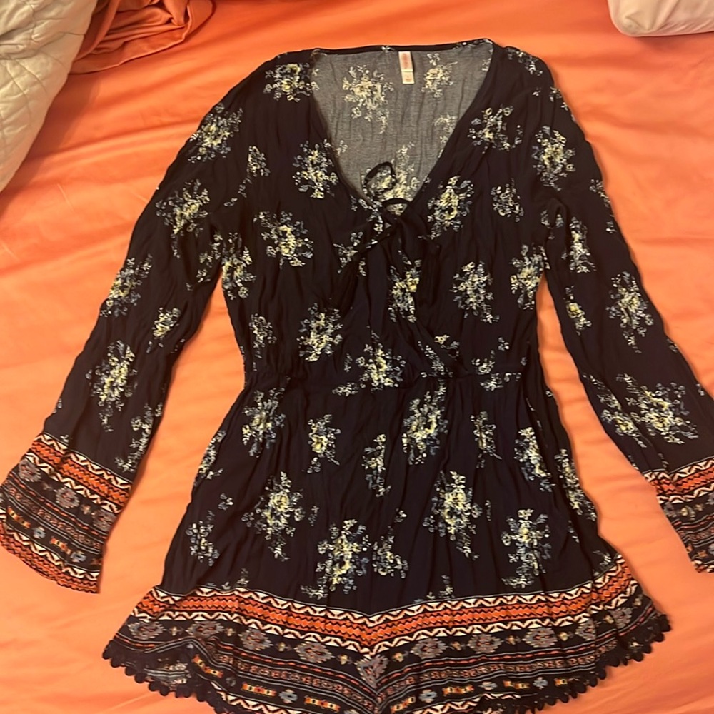 Xhilaration Boho Romper Navy Large